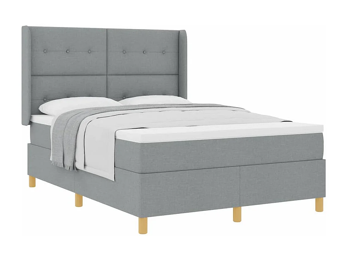 Cadre de lit avec matelas Gris clair 140 x 190 cm tissu