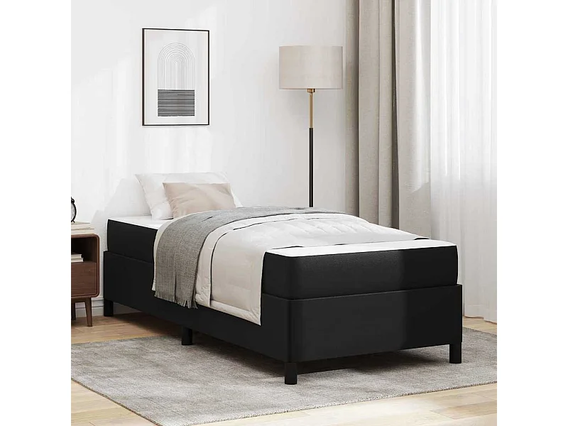 Estrutura de cama com colchão Preto 90 x 200 cm Couro sintético