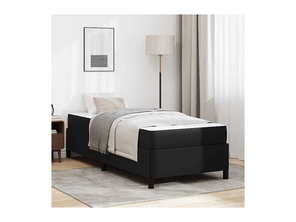 Cadre de lit avec matelas Noir 90 x 200 cm Faux cuir
