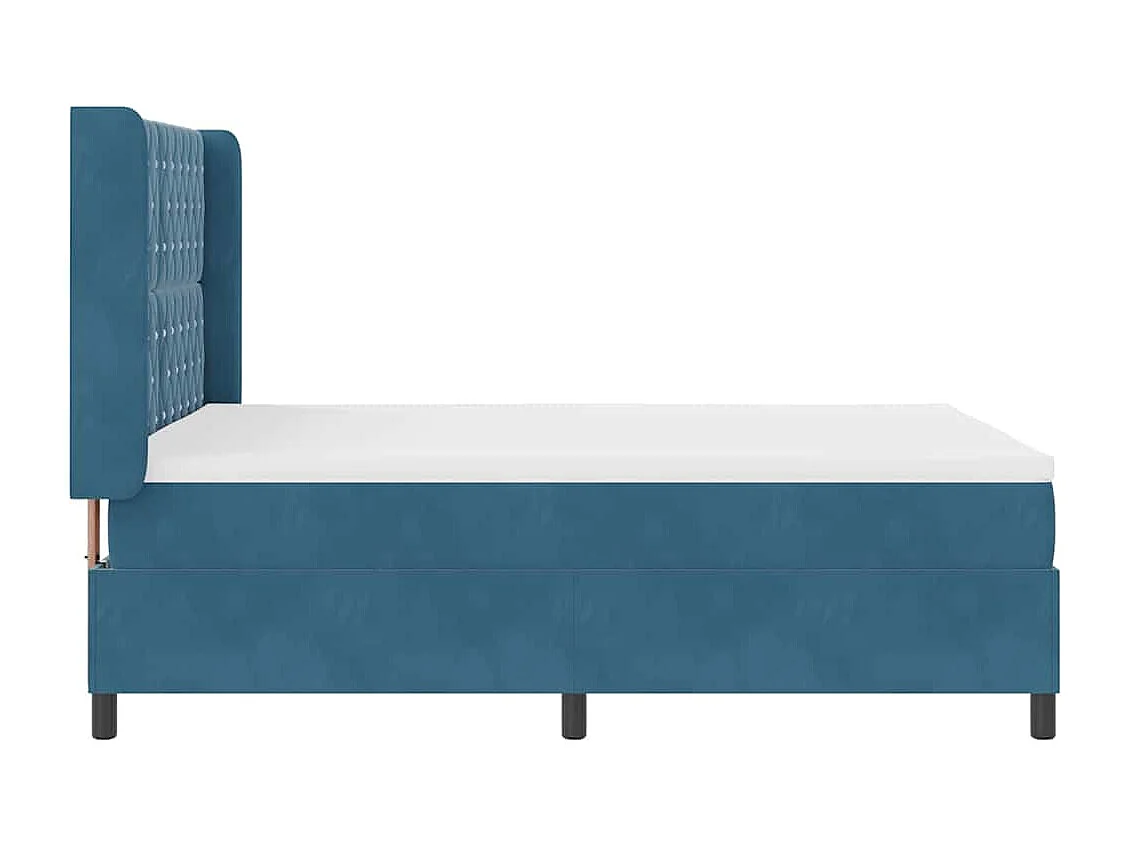 Cama tipo Box Spring con cabecera Azul 140 x 190 cm Terciopelo