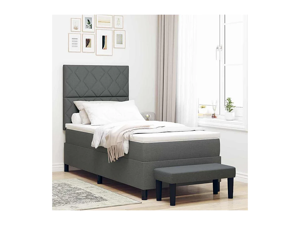 Boxspring bed met matras Donkergrijs 90 x 200 cm Stof