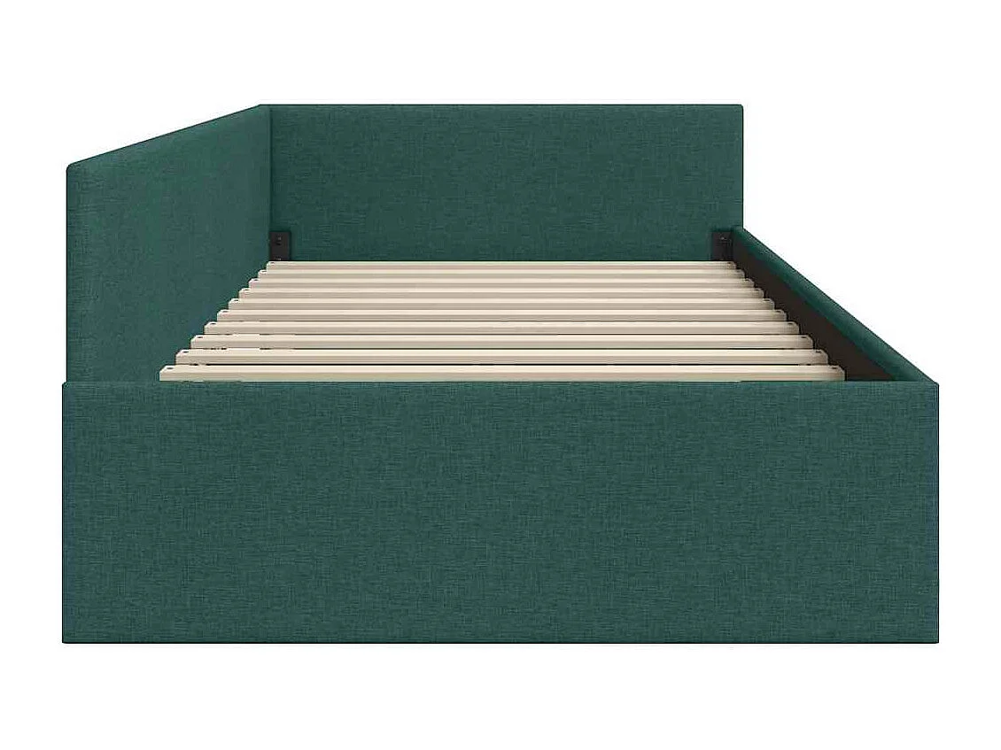 Cadre de lit d'angle avec tête de lit Vert foncé 100 x 200 cm