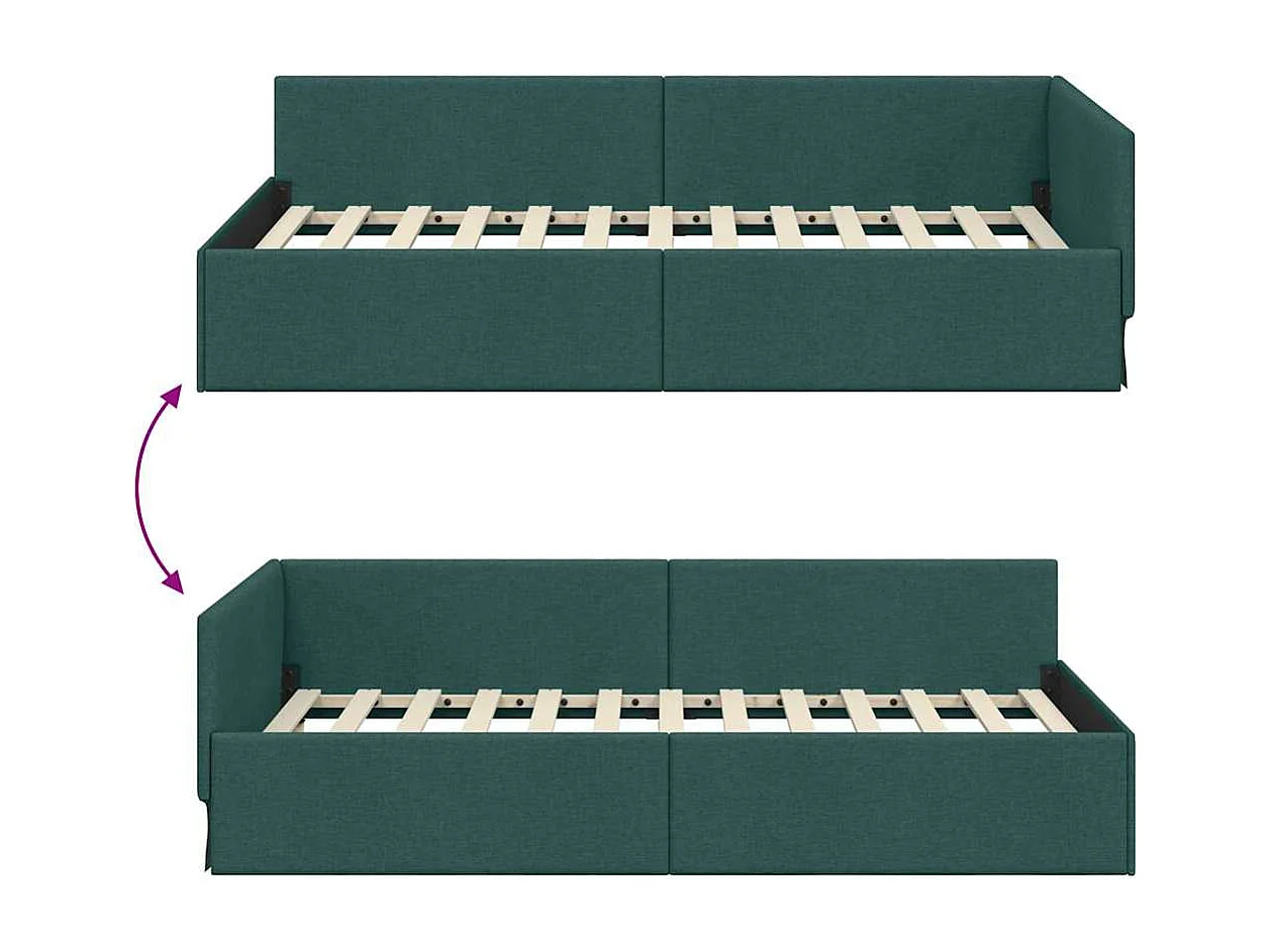 Estrutura de Cama de Canto Verde-escuro 100 x 200 cm