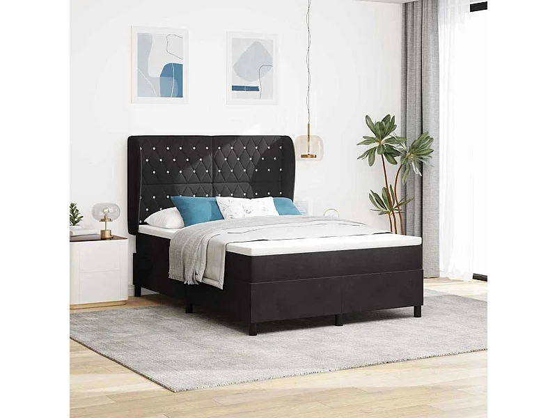 Cadre de lit avec matelas Noir 140 x 200 cm Velours