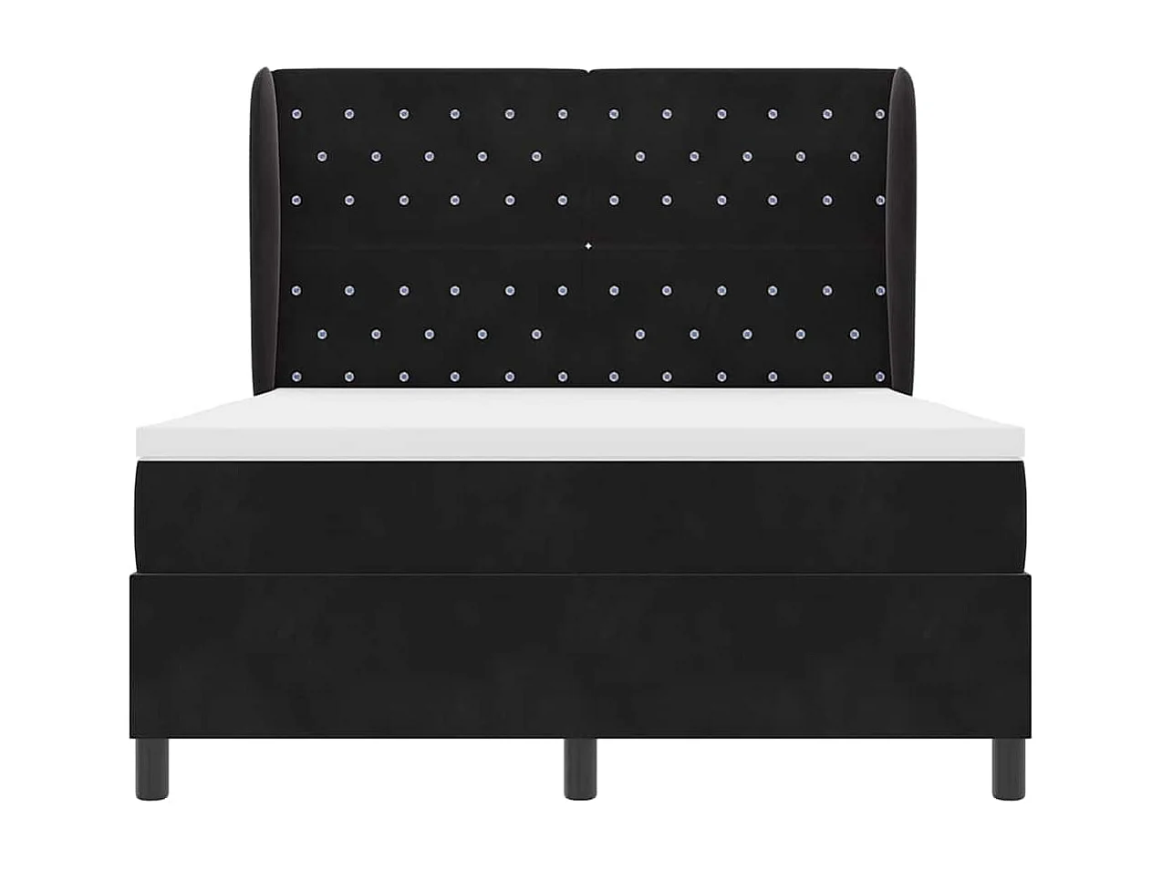 Cama tipo Box Spring con colchón Negro 140 x 200 cm Terciopelo