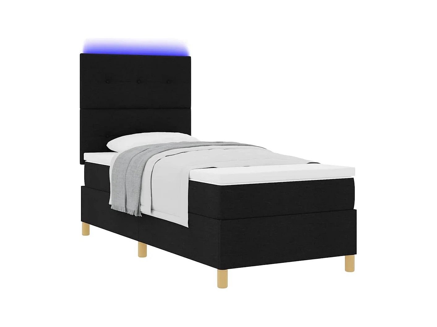 Cama tipo Box Spring con colchón Negro 100 x 200 cm tela