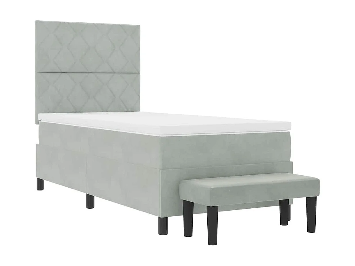 Cadre de lit avec matelas Gris clair 90 x 200 cm Velours