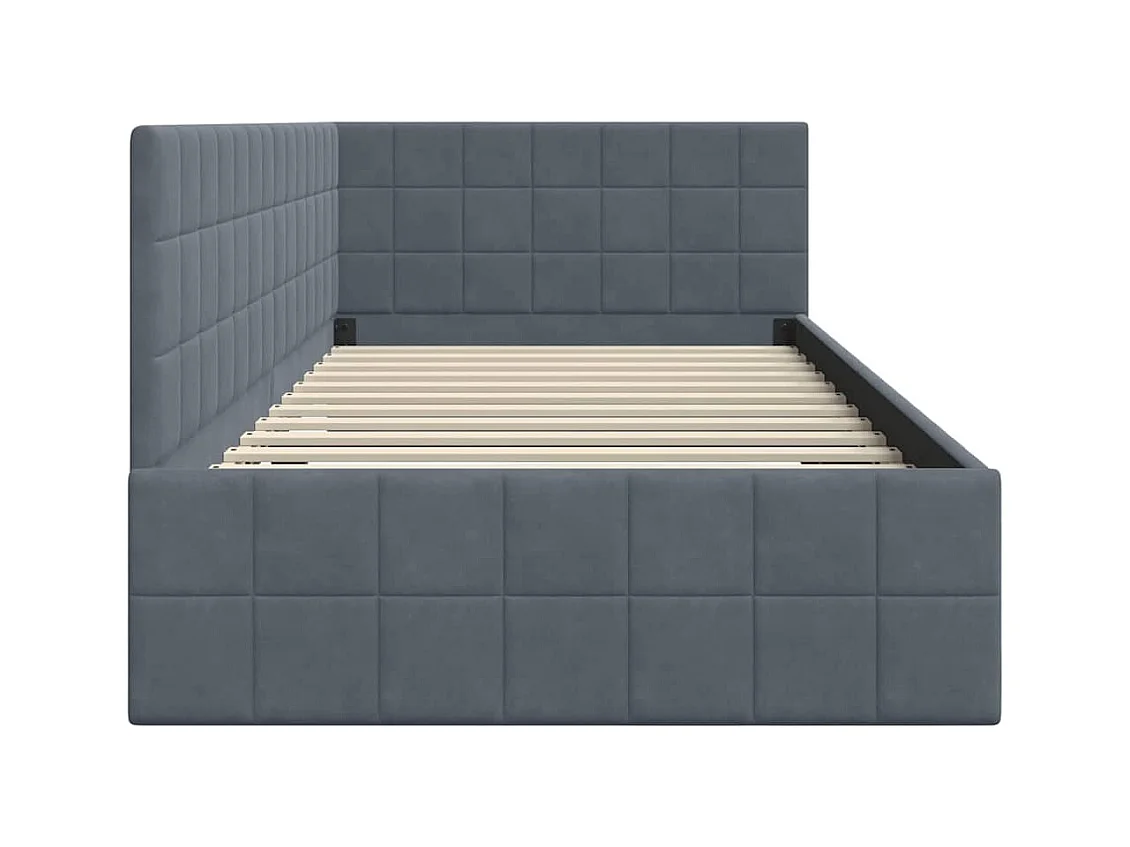 Cadre de lit d'angle Gris foncé 90 x 200 cm Velours