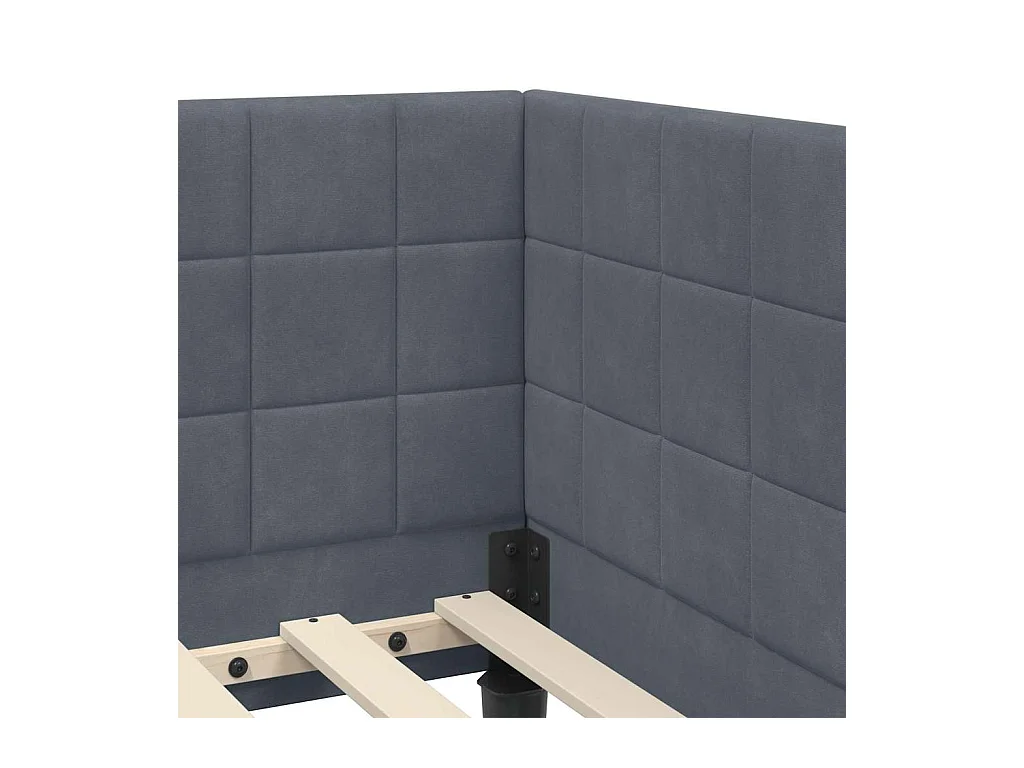 Cadre de lit d'angle Gris foncé 90 x 200 cm Velours