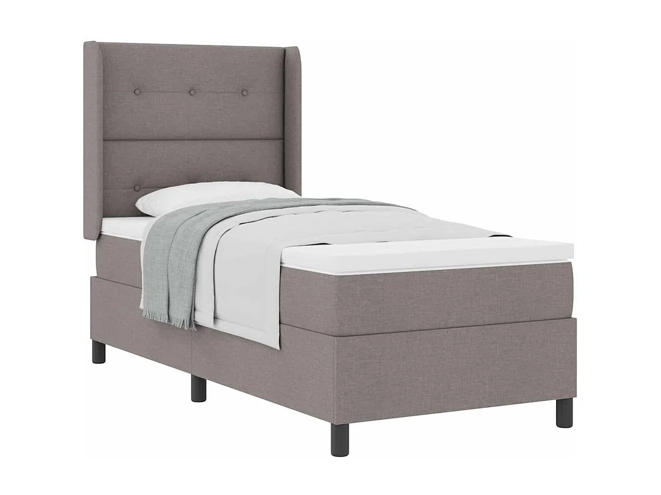 Cadre de lit avec matelas Taupe 90 x 190 cm tissu