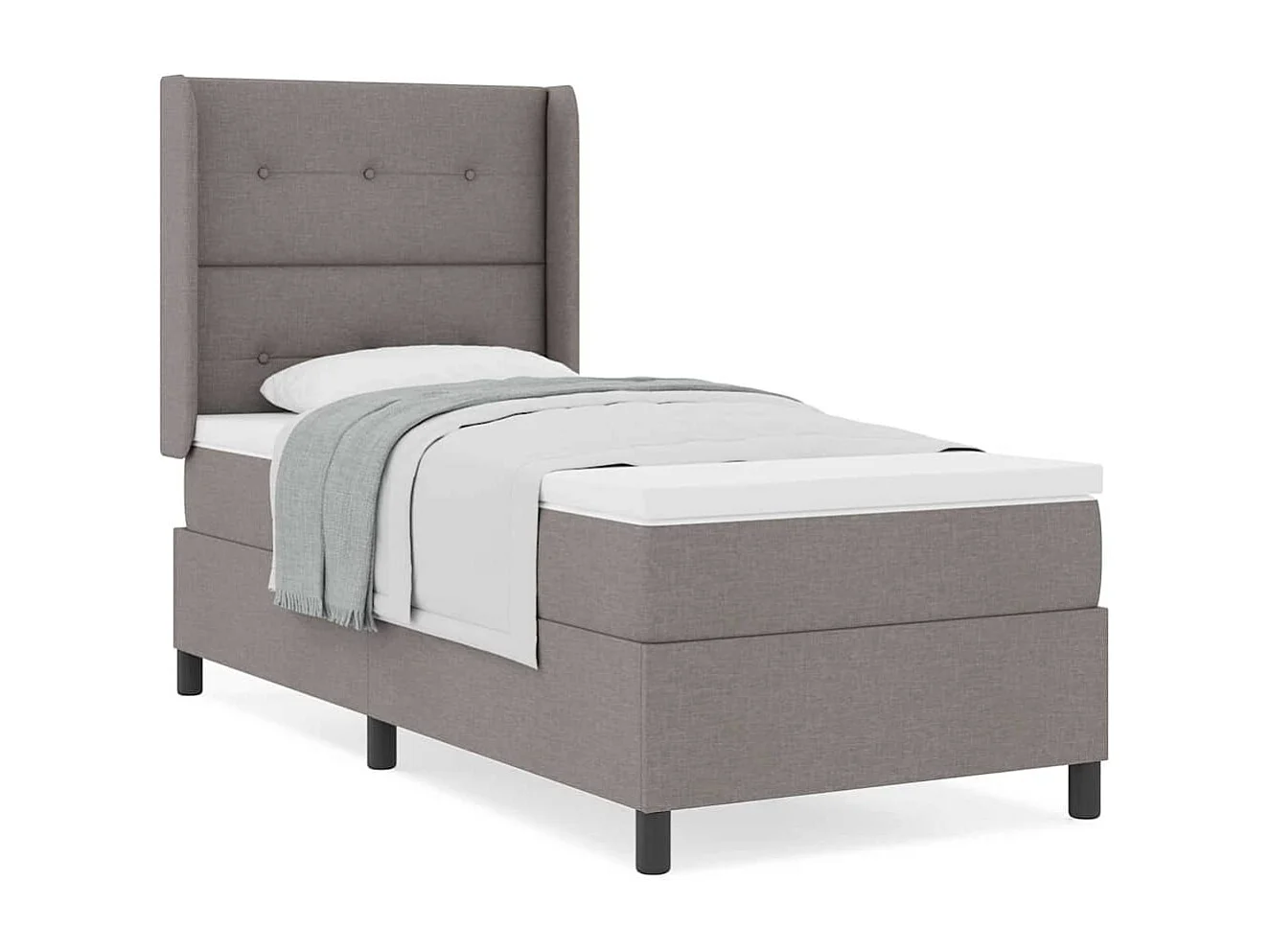 Cadre de lit avec matelas Taupe 90 x 190 cm tissu