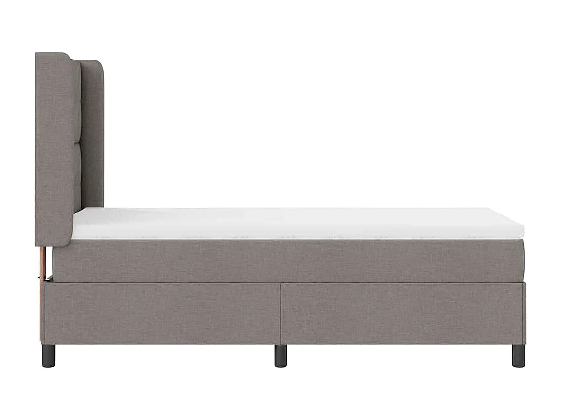 Cadre de lit avec matelas Taupe 90 x 190 cm tissu