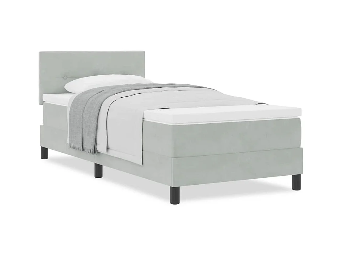 Cadre de lit avec matelas Gris clair 90 x 190 cm tissu