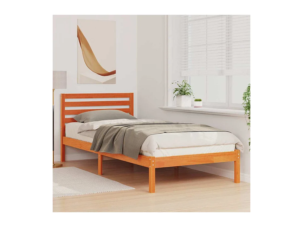 Estructura de cama con cabecera Marrón cera 80 x 210 cm