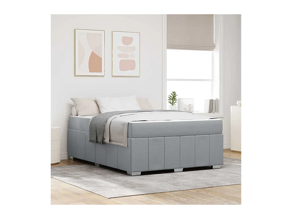 Cadre de lit avec matelas Gris clair 140 x 200 cm tissu