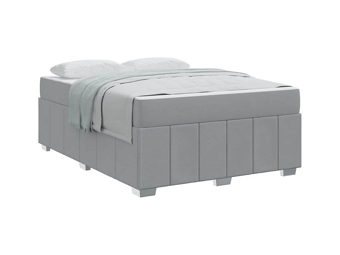 Cadre de lit avec matelas Gris clair 140 x 200 cm tissu