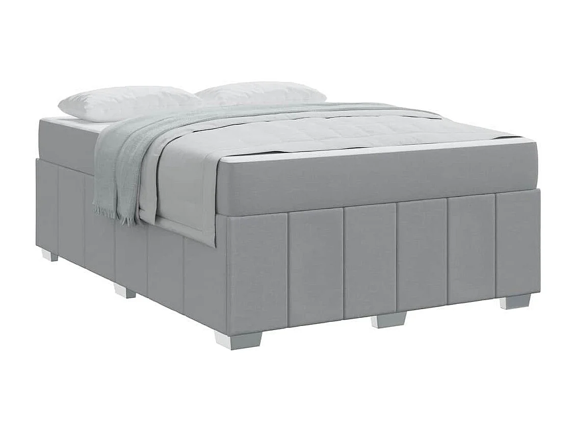 Cadre de lit avec matelas Gris clair 140 x 200 cm tissu