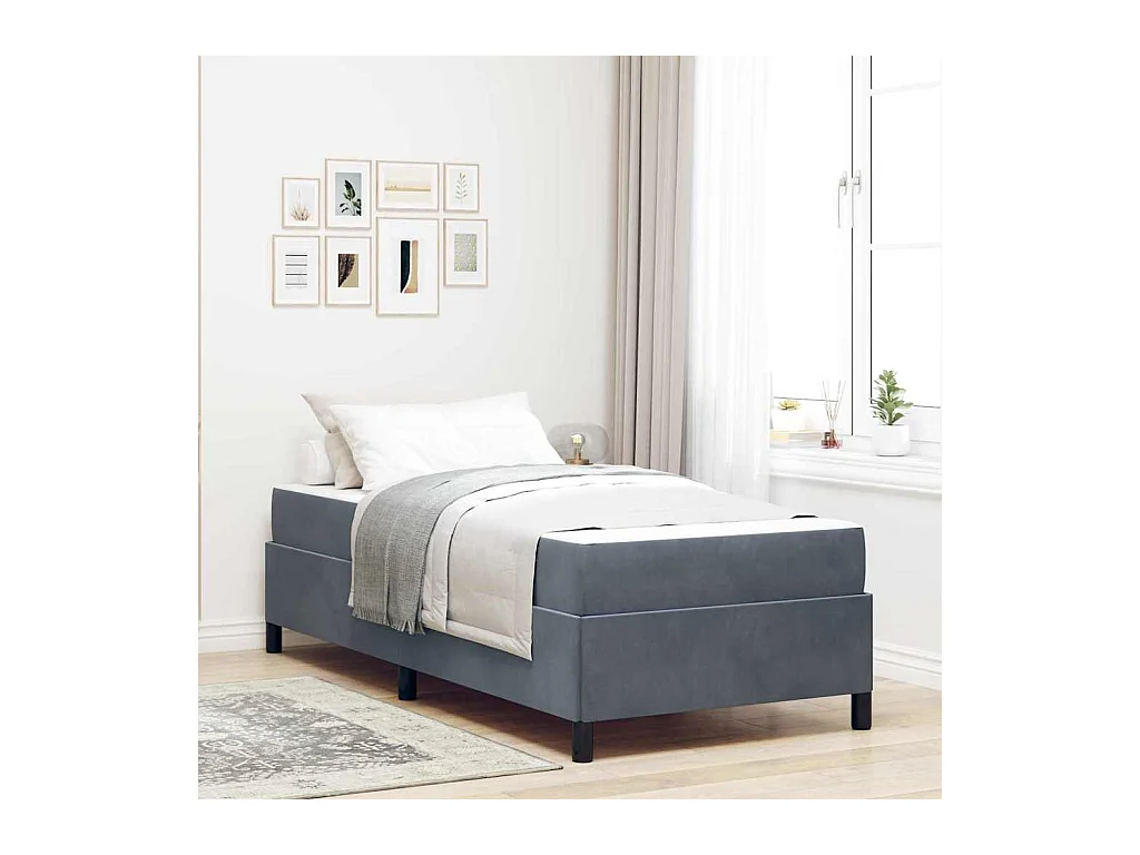 Cadre de lit avec matelas Gris foncé 80 x 200 cm Velours