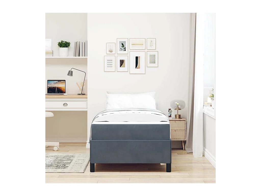 Cadre de lit avec matelas Gris foncé 80 x 200 cm Velours