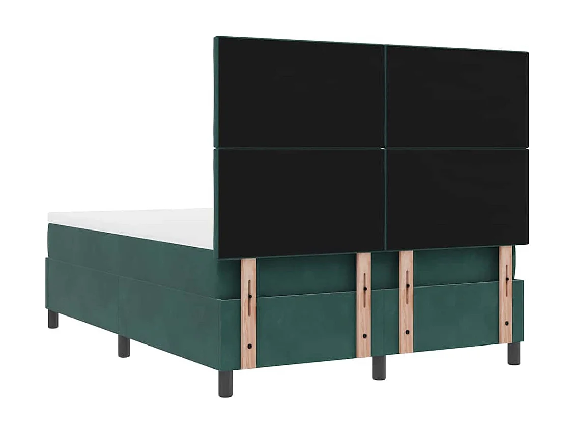 Cadre de lit avec matelas Vert foncé 160 x 200 cm Velours