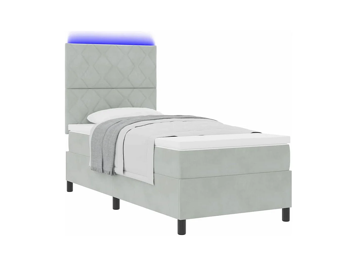 Cama tipo Box Spring Gris Claro 100 x 200 cm Terciopelo