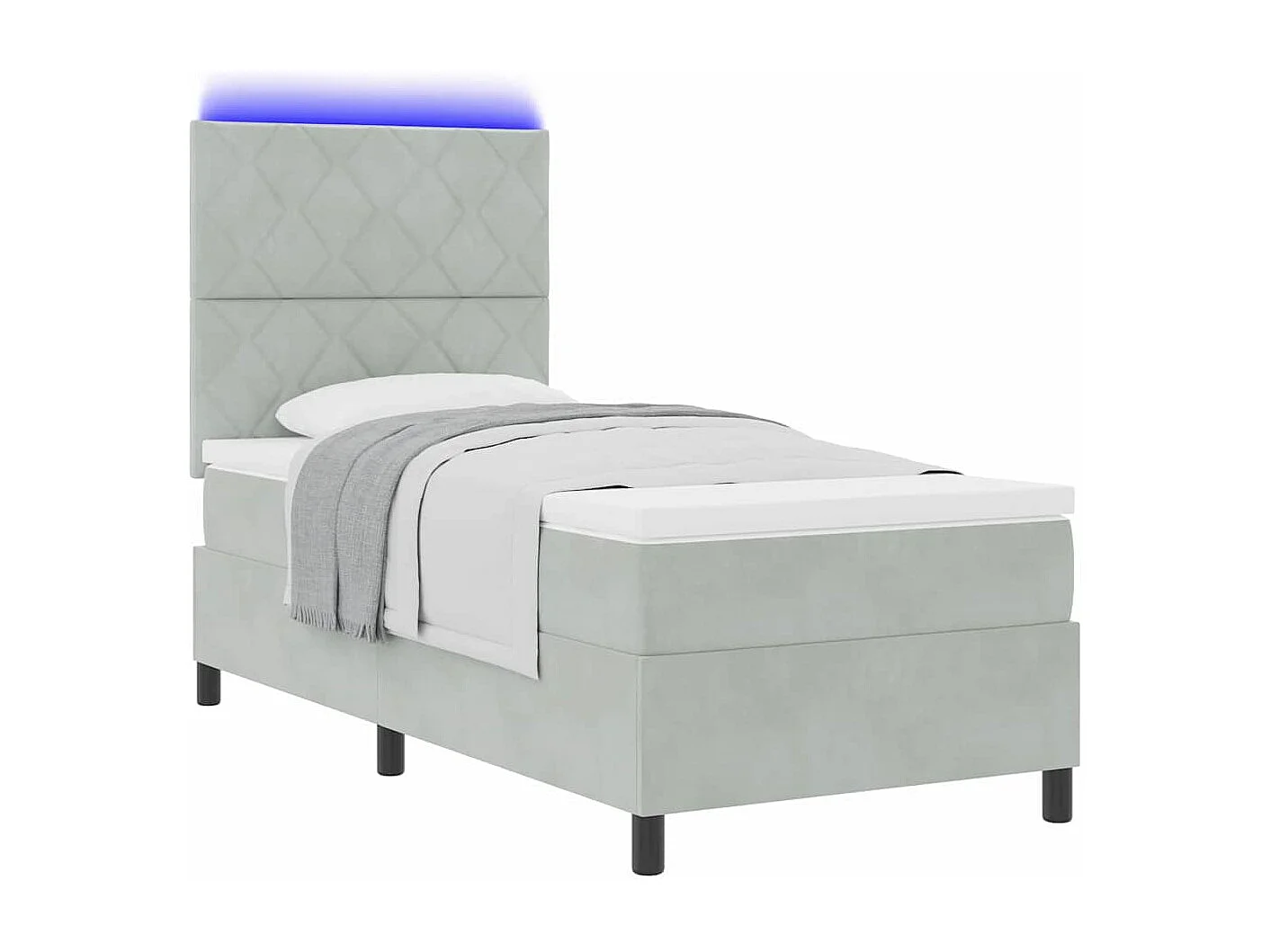 Cadre de lit avec matelas Gris clair 100 x 200 cm Velours