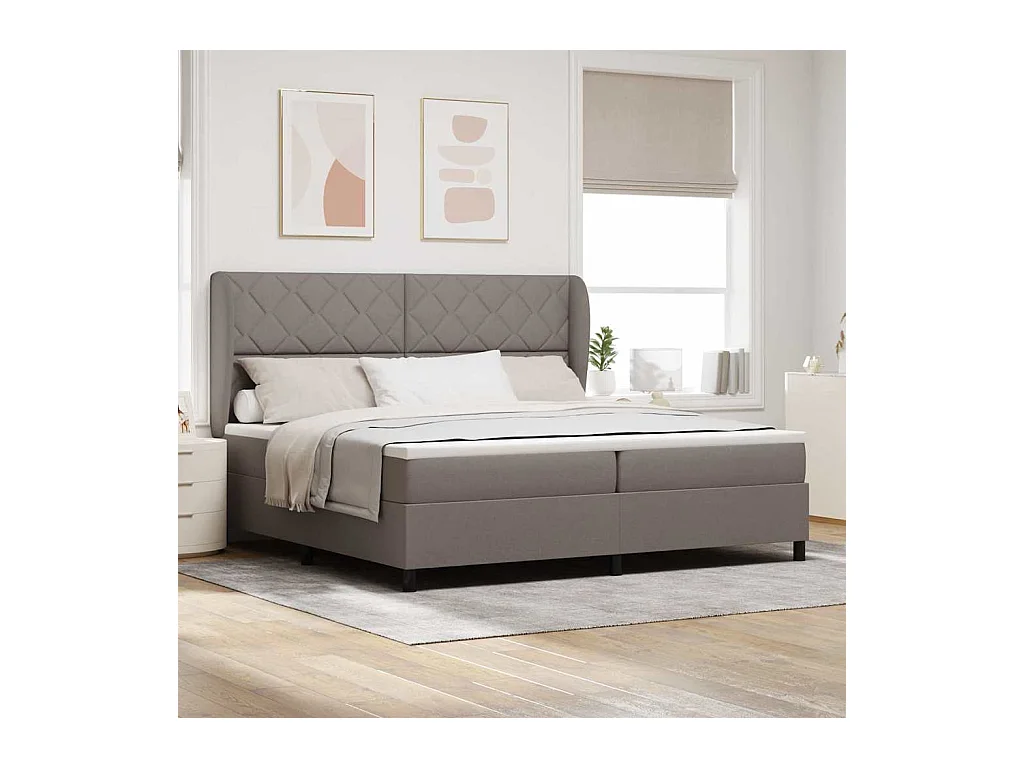 Cadre de lit avec matelas Taupe 200 x 200 cm tissu