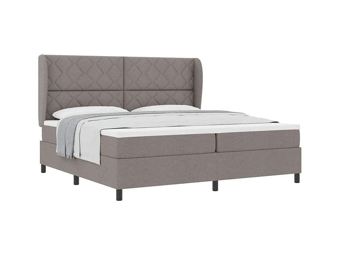 Cadre de lit avec matelas Taupe 200 x 200 cm tissu