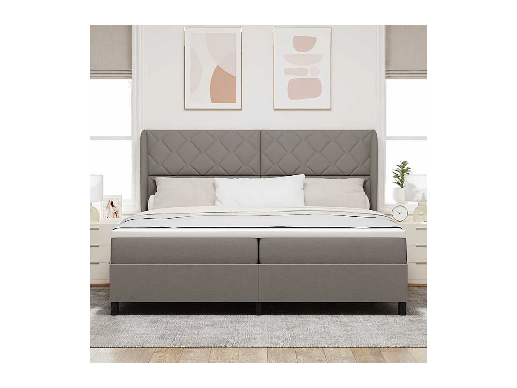Cadre de lit avec matelas Taupe 200 x 200 cm tissu