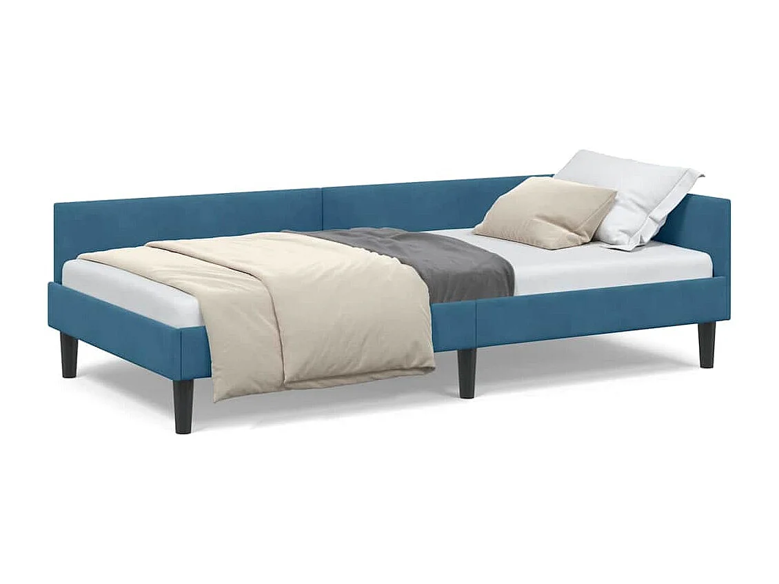 Estructura de Cama Esquinera con cabecera Azul 90 x 190 cm