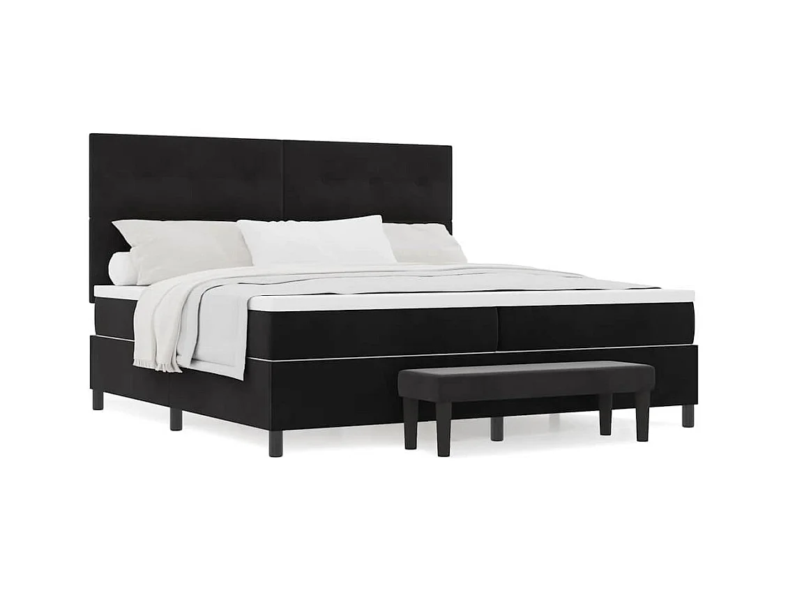 Cadre de lit avec matelas Noir 200 x 200 cm Velours