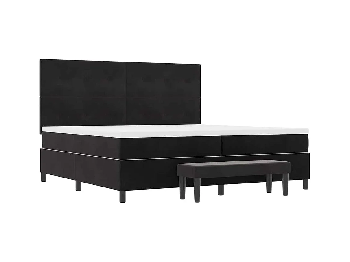 Cama tipo Box Spring con colchón Negro 200 x 200 cm Terciopelo