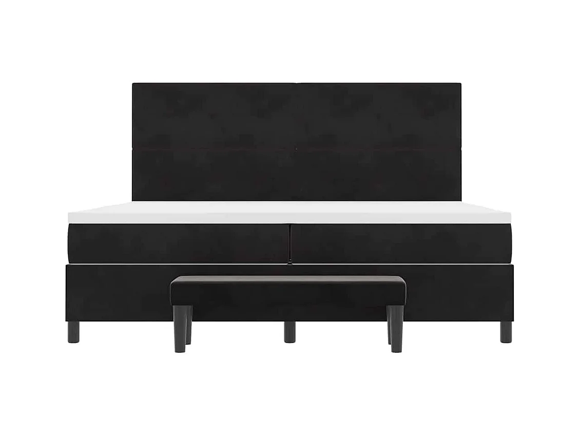 Cama tipo Box Spring con colchón Negro 200 x 200 cm Terciopelo