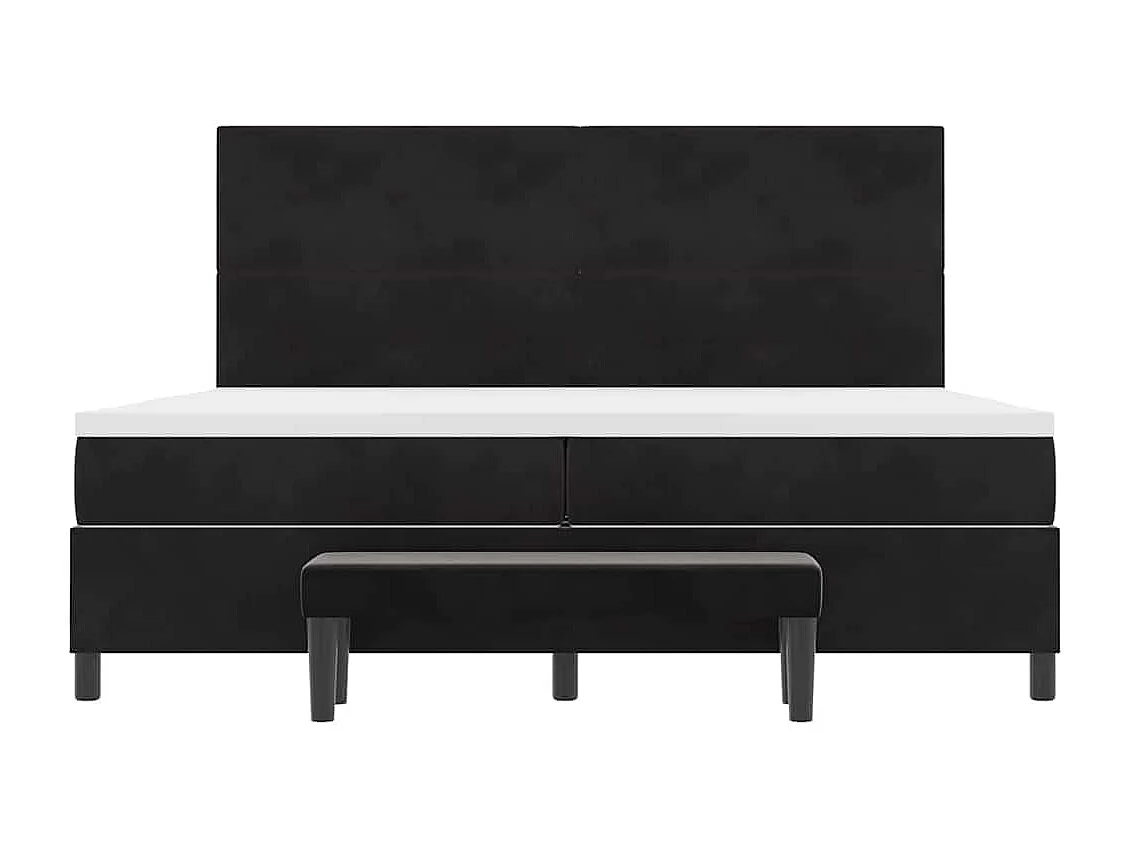 Cama tipo Box Spring con colchón Negro 200 x 200 cm Terciopelo