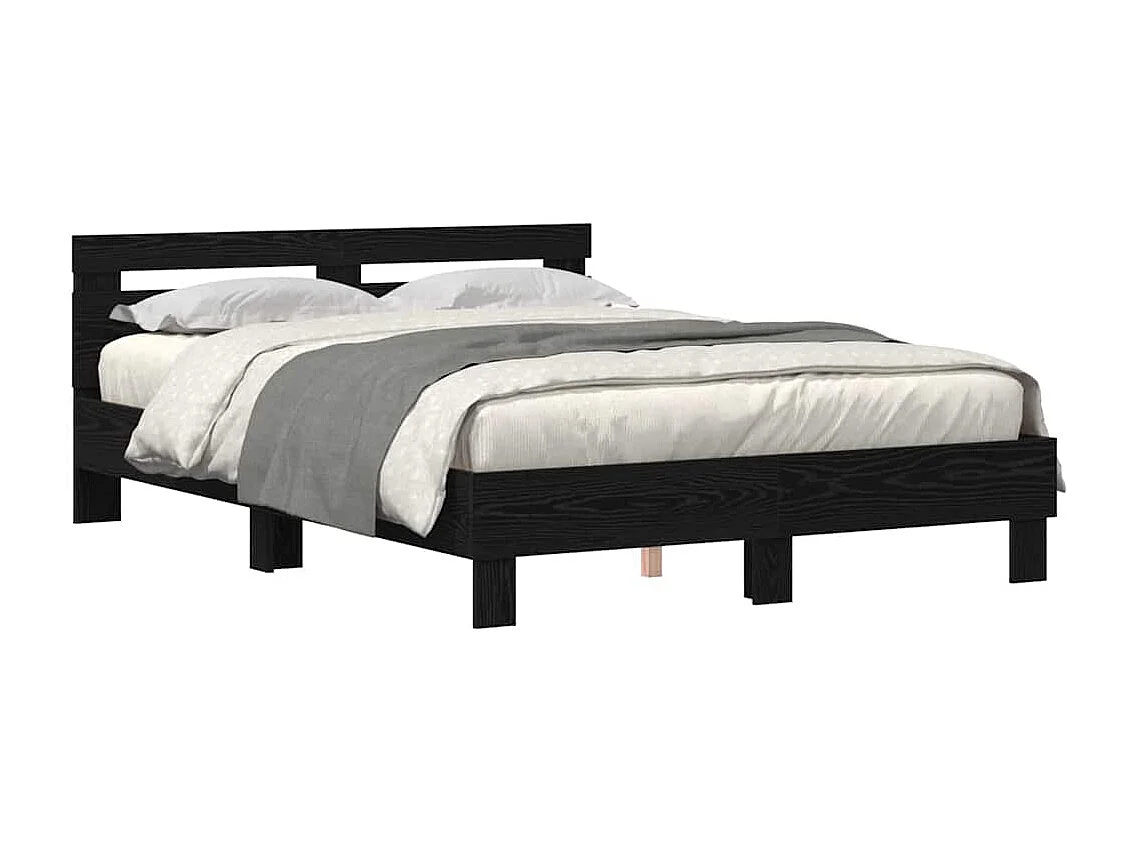 Estructura de cama con cabecera Roble negro 150 x 200 cm