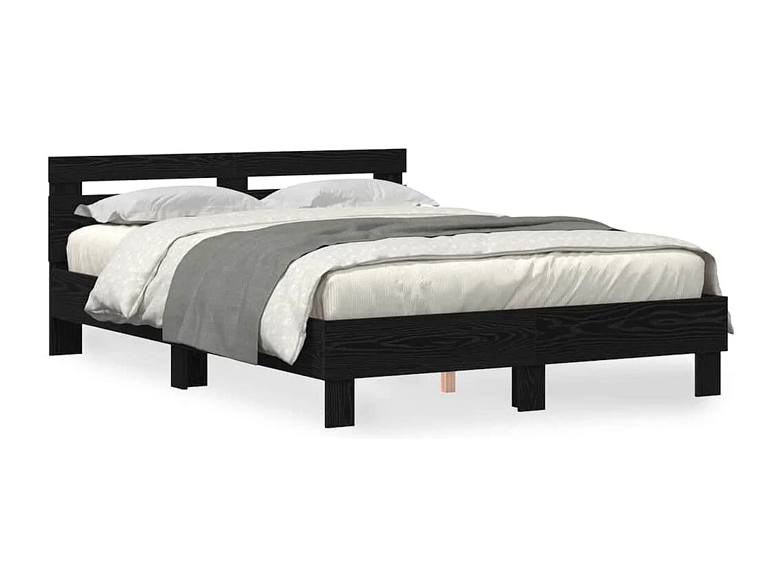 Estructura de cama con cabecera Roble negro 150 x 200 cm