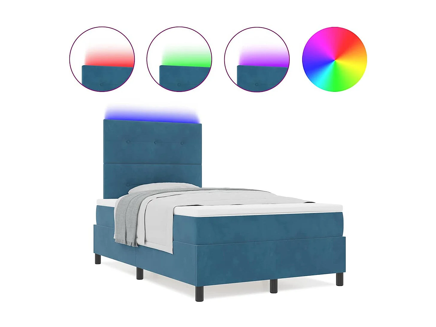 Cama tipo Box Spring Azul oscuro 120 x 190 cm Terciopelo