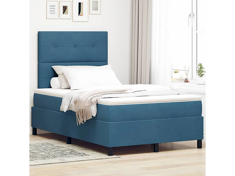Cama tipo Box Spring Azul oscuro 120 x 190 cm Terciopelo