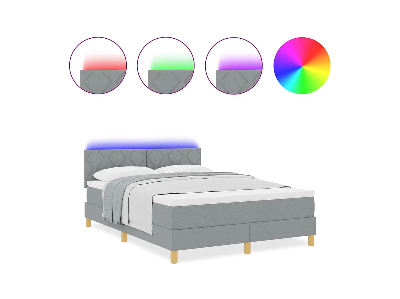 Cadre de lit avec matelas Gris clair 140 x 200 cm tissu