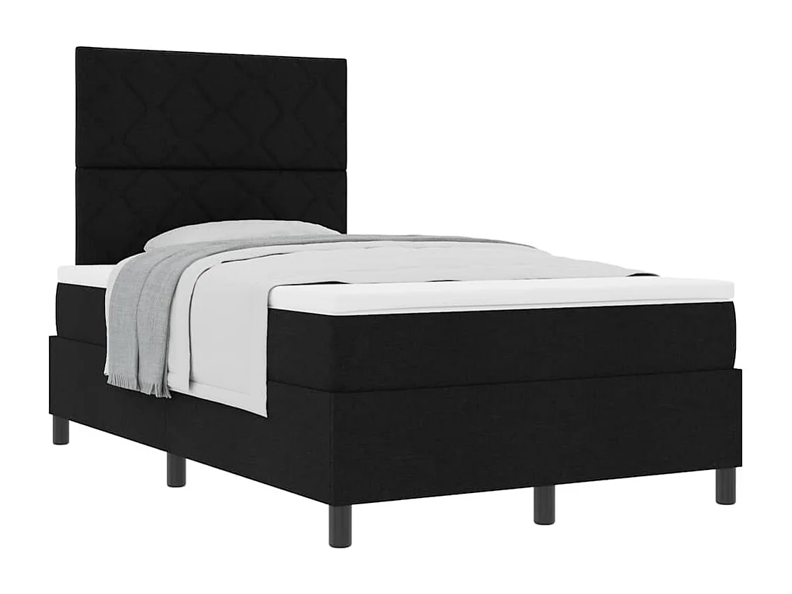Cadre de lit avec matelas Noir 120 x 190 cm tissu
