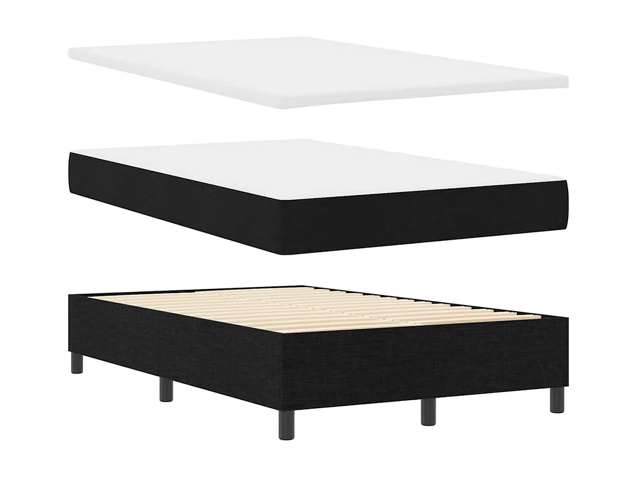 Cadre de lit avec matelas Noir 120 x 190 cm tissu