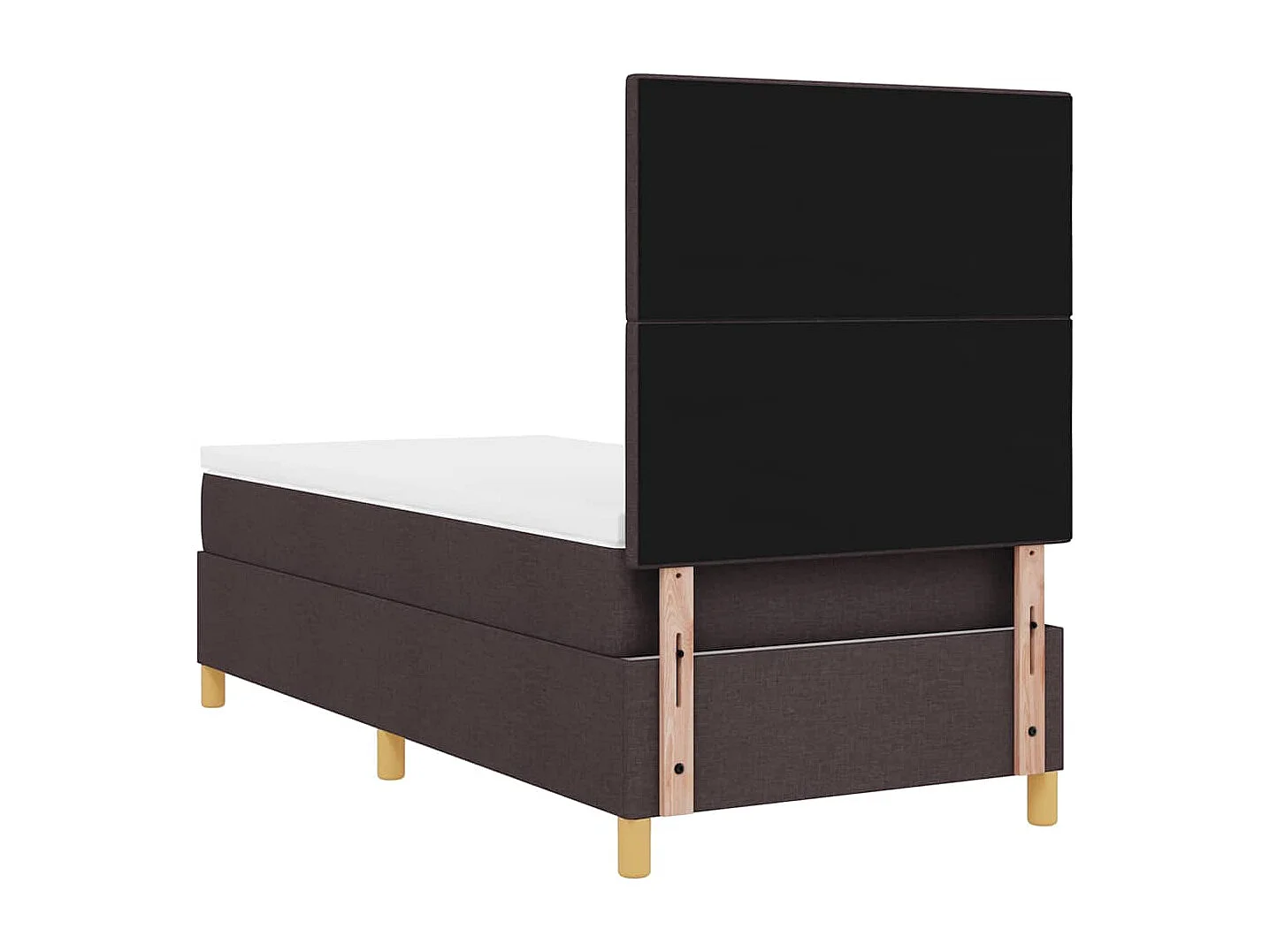 Cama tipo Box Spring con colchón Marrón Oscuro 90 x 200 cm tela