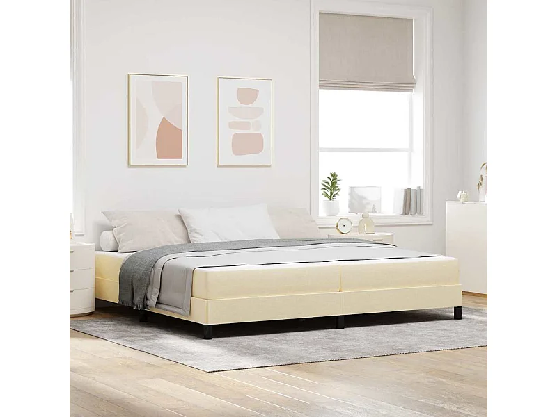 Cama Box com colchão Creme 200 x 200 cm tecido