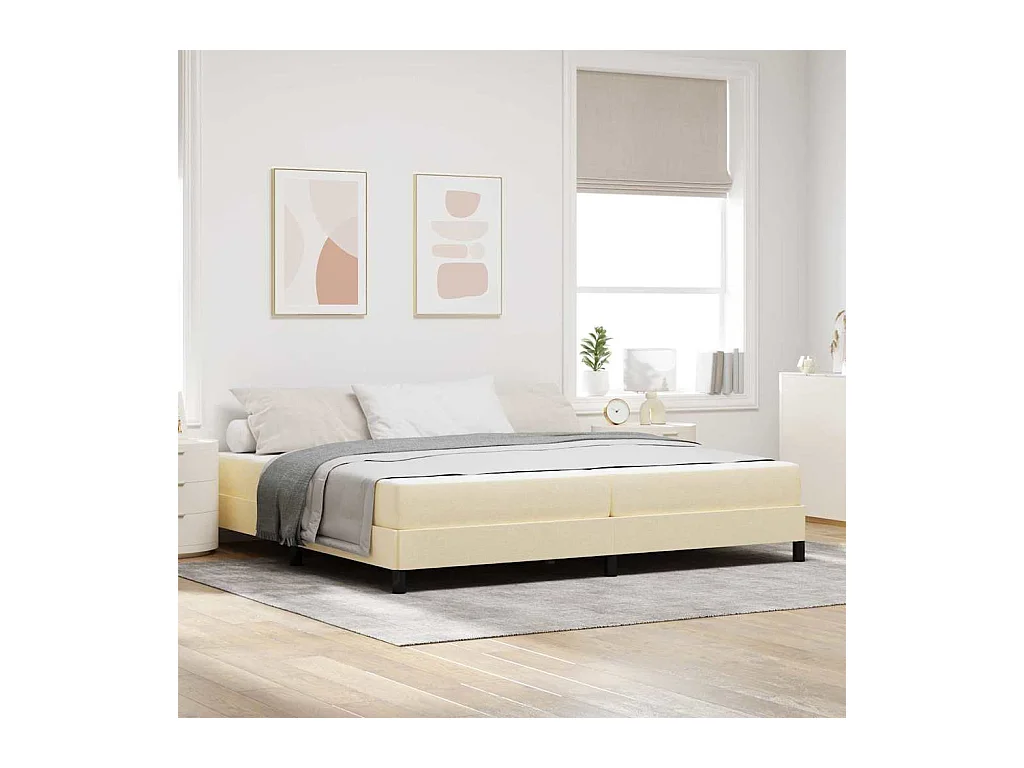 Cama Box com colchão Creme 200 x 200 cm tecido