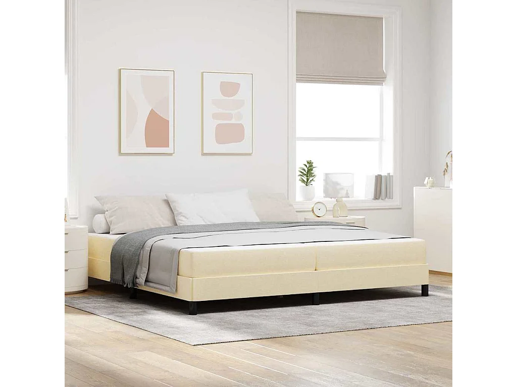 Cama Box com colchão Creme 200 x 200 cm tecido