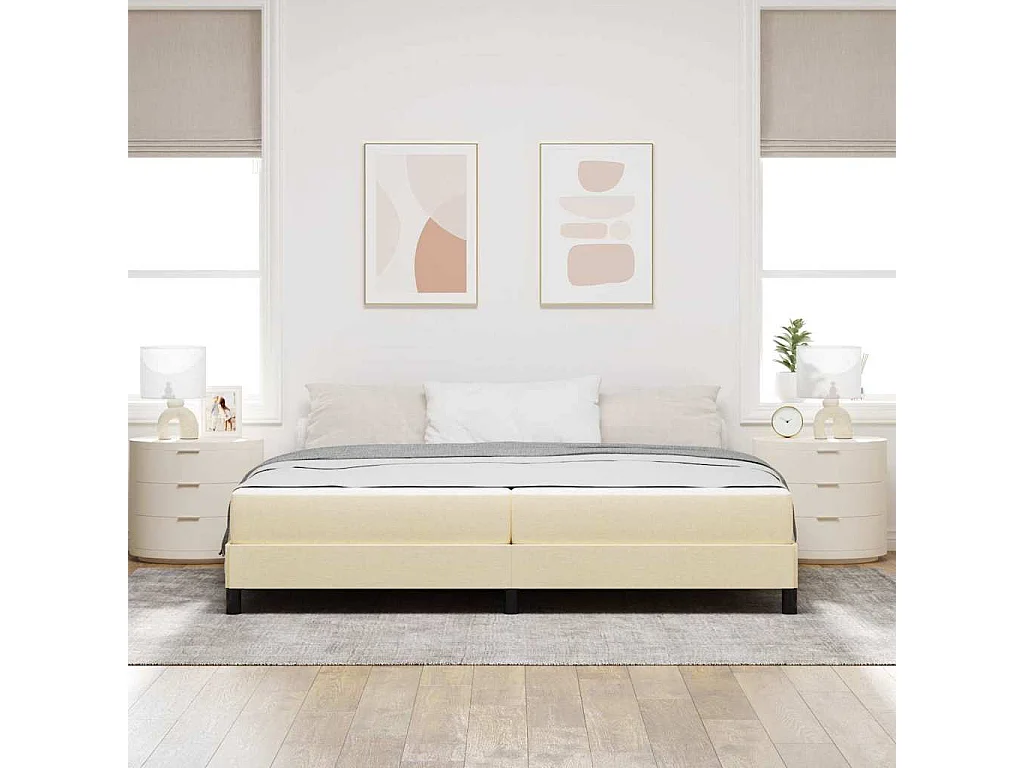 Cama Box com colchão Creme 200 x 200 cm tecido