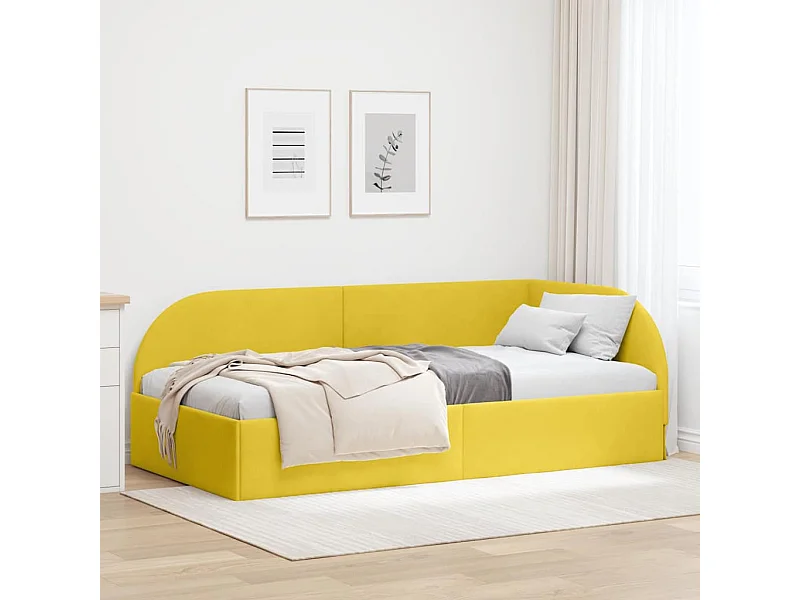 Cadre de lit d'angle avec tête de lit Jaune 90 x 200 cm Velours