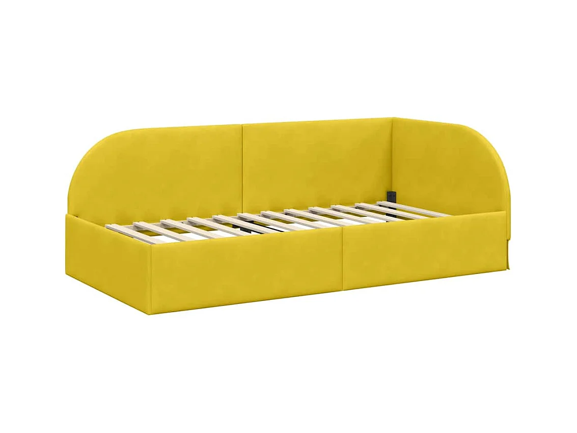 Cadre de lit d'angle avec tête de lit Jaune 90 x 200 cm Velours