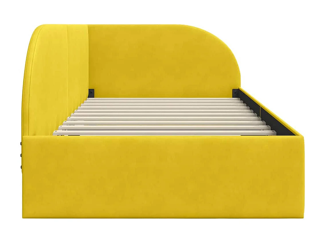 Cadre de lit d'angle avec tête de lit Jaune 90 x 200 cm Velours