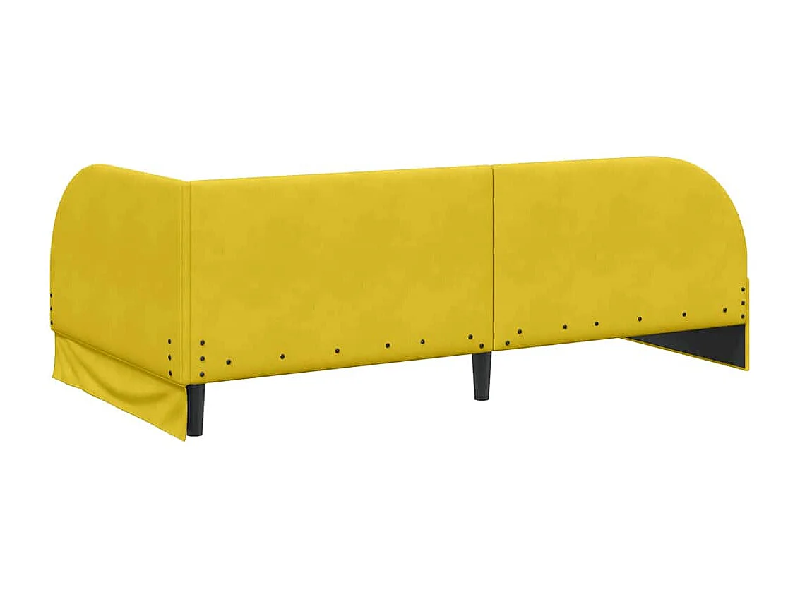 Cadre de lit d'angle avec tête de lit Jaune 90 x 200 cm Velours